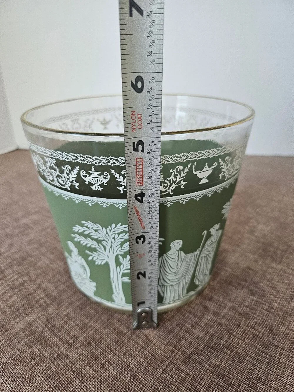 Jeannette Hellenic Vintage Wedgewood Green Greek Jasper Wear Style Ice Bucket